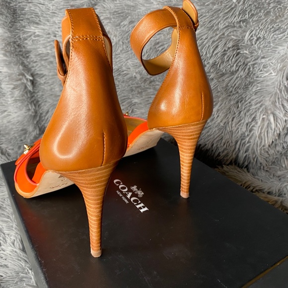 COACH Kathleen Orange and Brown Sandal - Picture 2 of 4